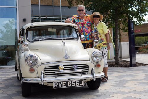 Classic car and couple